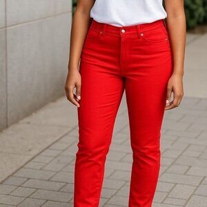 Needle & Cloth Red Jeans Size 32X27 Skinny Ankle Pants Stretch Cotton Blend